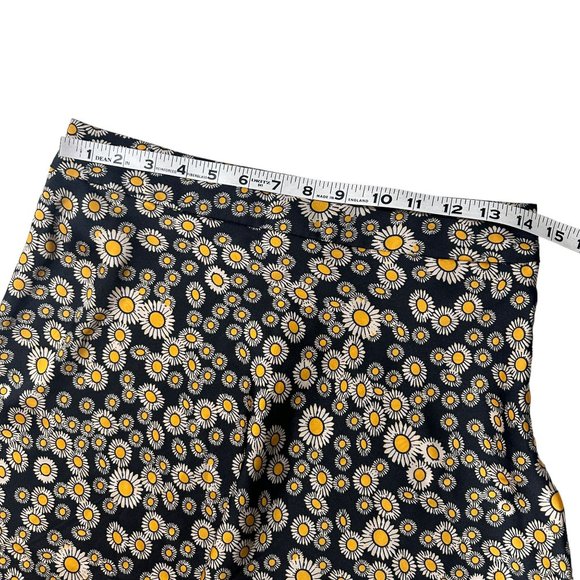 Free People SIZE 6 Phoebe Black Daisy Printed A-Line Skater Mini Skirt - Picture 5 of 7